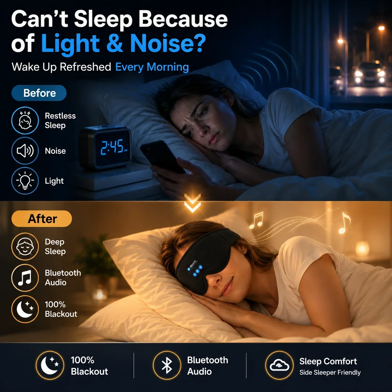 Bezprzewodowa maska do spania  – Sleep Mask Headphones Bluetooth recenzja i cena