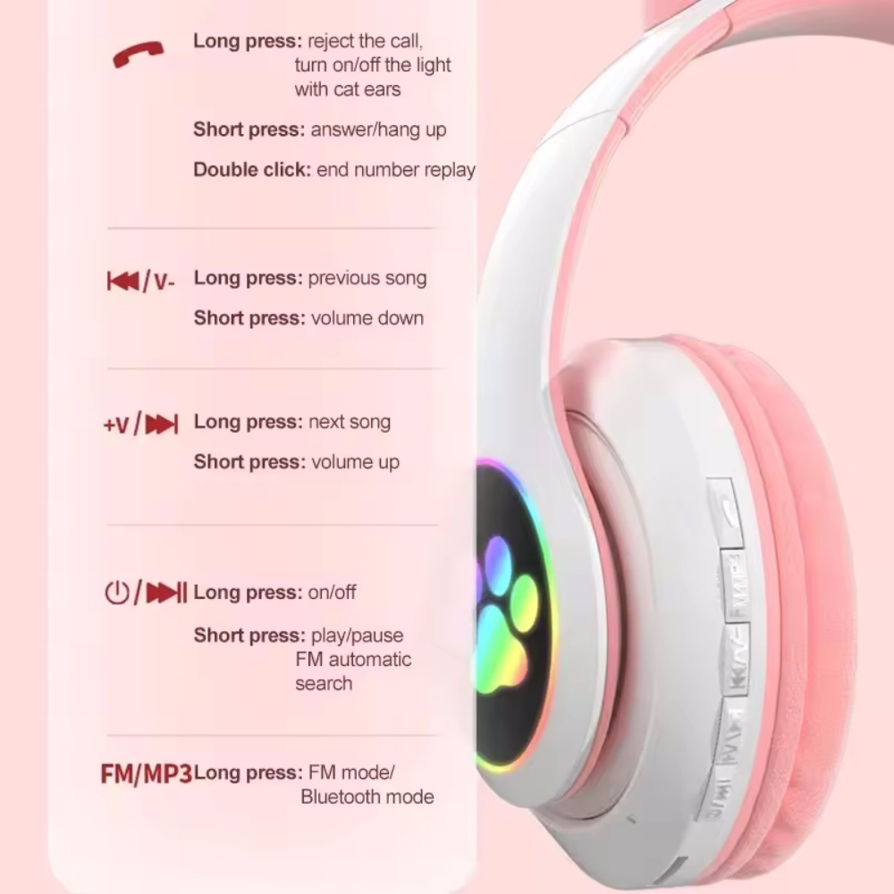 Słodkie bezprzewodowe słuchawk – Cat Ear Bluetooth Headset Led recenzja i cena