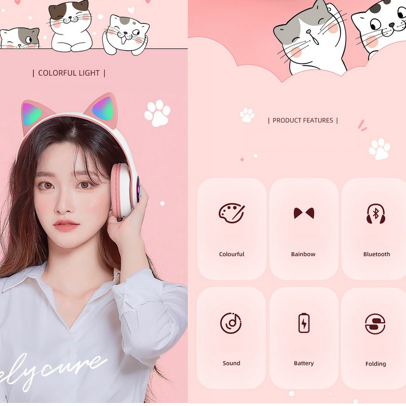 Słuchawki Bezprzewodowe z Koci – Cat Ear Bluetooth Headset Led recenzja i cena