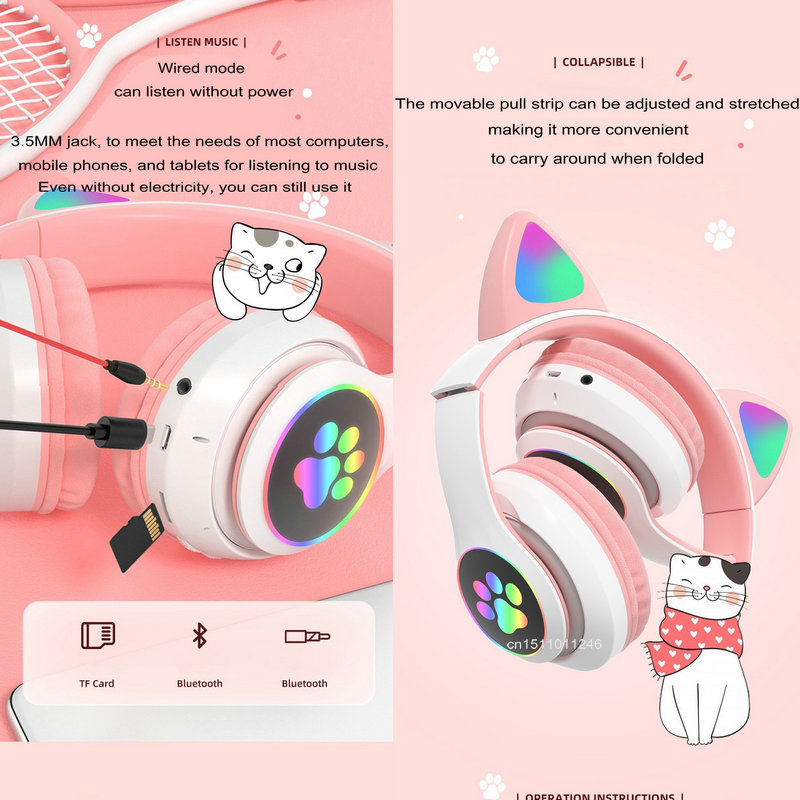 Słuchawki Bezprzewodowe z Koci – Cat Ear Bluetooth Headset Led recenzja i cena